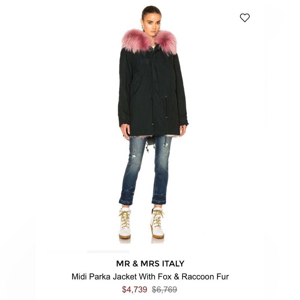 Authentic MR & MRS ITALY LARGE black rabbit fur lined parka